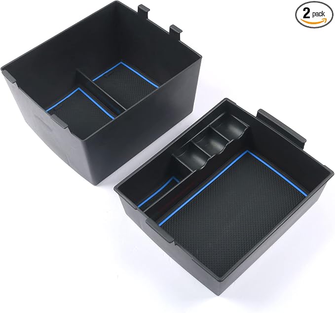 CDEFG for 2022-2025 2026 Ford Maverick Center Console Organizer Tray | for 2022-2026 Ford Maverick Armrest Trays Storage Box Coin Container Maverick Truck Accessories, 2-Pack (Blue Trim) by CDEFG