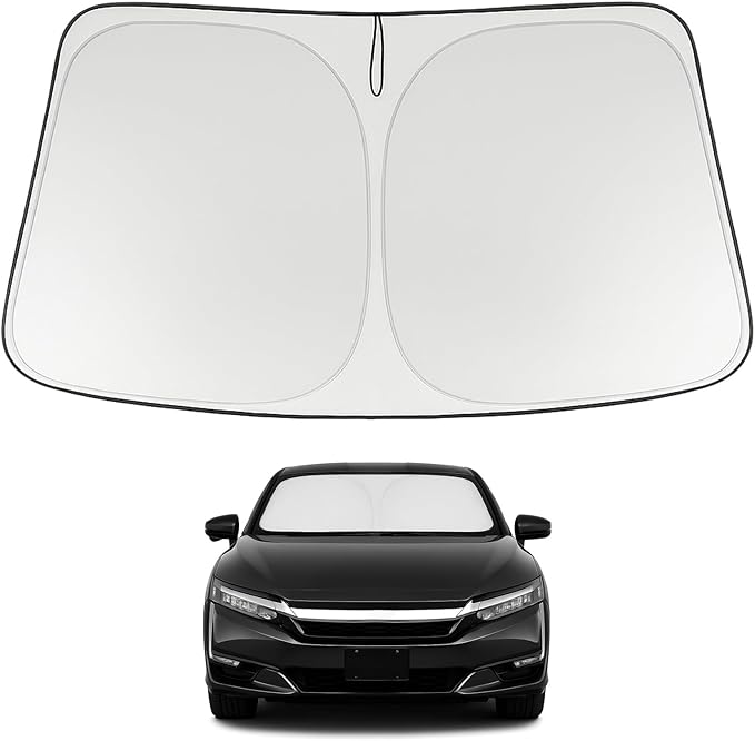 Proadsy Custom Fit Car Windshield Sun Shade for 2017-2021 Honda Clarity | 240T Heat Shield, Drops Temp 54°F, Blocks 99% UV, Prevents Dashboard Cracking, Summer Parking & Beach Trips, Easy Twist-Fold by Proadsy