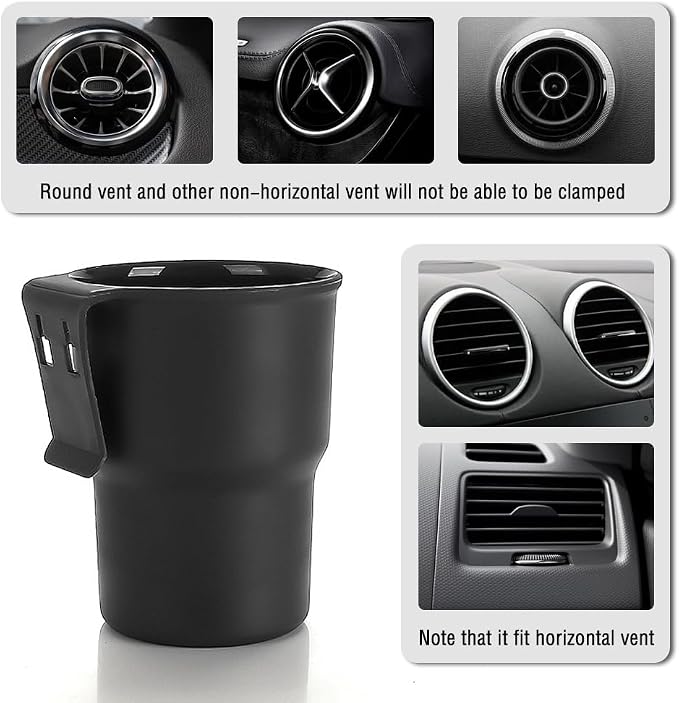 Hanging Cup Holder for Car Air Vents/Windows,Multi-Function Car Cup Holder Organizer/Car Trash Can,Universal Car Window Cup Holders with 2 Hooks Fits Most Cup Types (Black) - Image 5