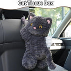 Cute Cat Car Tissue Holder Plush Kitten Paper Box for Backseat Adorable Hanging Organizer & Decor for Women Pet Lovers & Gifts (Black) - Image 2