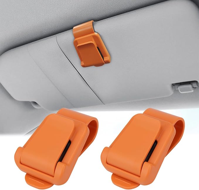 BFXM 2Pcs Sunglass Holder for Car Visor | Sunglasses Visor Clip for Car, Trucks, SUVs (Orange) by BFXM