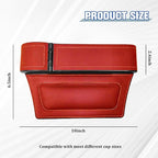 Car Seat Gap Filler Organizer with Cup Holder Expander, Leather Console Seam Filler Storage Box, Auto Front Seat Gap Organizer for Phones Keys Glasses, Universal Fit (Wine Red Driver) - Image 2
