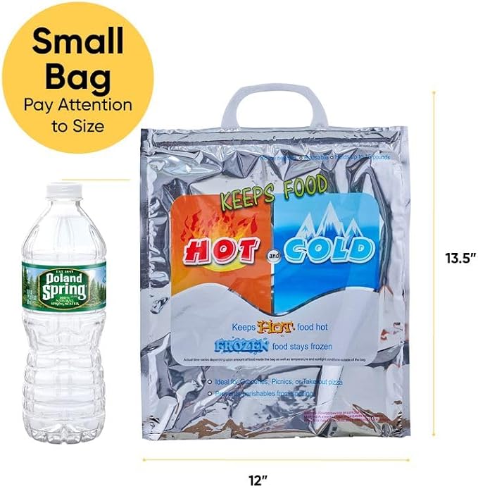 Superio Hot and Cold Insulated Bags for Food Delivery, Grocery Shopping Bags, Food Storage for Hot and Frozen Food for Travel, Disposable Cooler Bag, Reinforced Thermal Lunch Bag (1, 12"x13.5") - Image 2