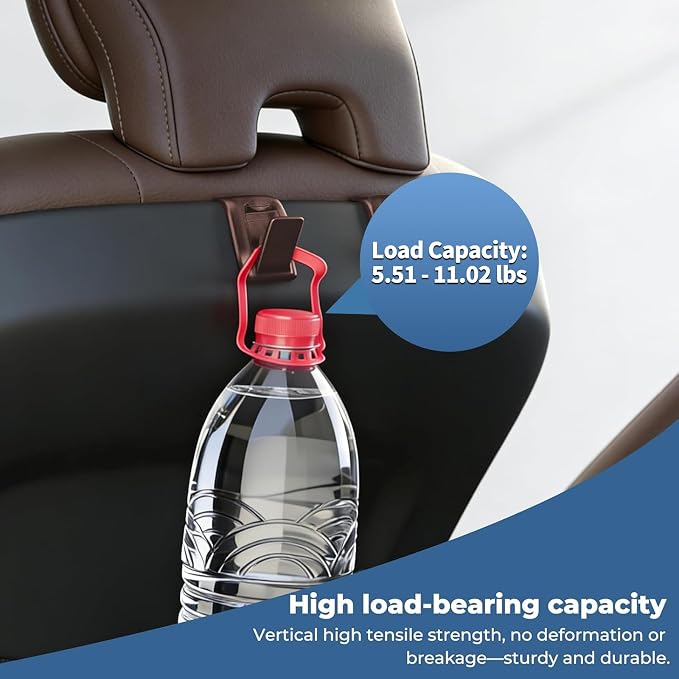 2 Packs Upgraded Foldable Car Seat Headrest Hidden Hooks for Volvo | for Volvo XC90 XC60 S90 S60 V90 V60 60/90 Series Accessories, Storage Organizer for Purse Bag Toy Bottle (Brown) - Image 4