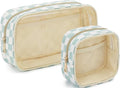 Fammart Clear Travel Makeup Bag for Women, TSA Approved Checkered Cosmetic Bag Make Up Car Organizer Case with Zipper, Large Waterproof Pouch Purse Toiletry Bag for Skincare, Brushes Travel Essentials by Fammart