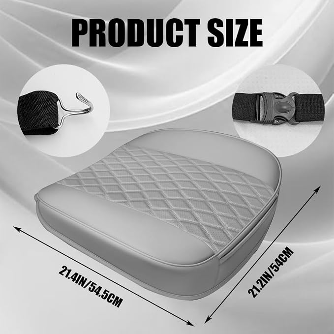 Leather Front Car Seat Covers, Car Bottom Seat Cover, Anti Slip Leather Auto Front Seat Cushion Cover with Storage Pocket, Waterproof Bottom Auto Seats Cushion Pad Mat for Vehicles (Grey) - Image 2
