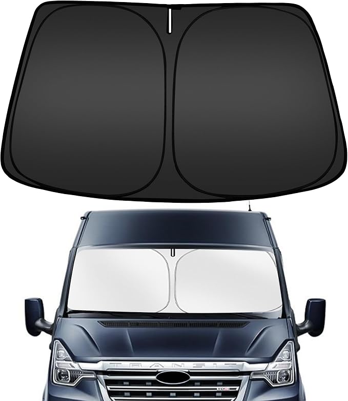 ARISMOTOR Windshield Sun Shade for Ford Transit 150 250 350 350HD 2015-2026 | Custom Fit, Foldable, Front Window Sunshade Sun Visor Protector, Block UV Rays, Keep Car Cooler by ARISMOTOR