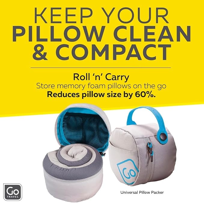 Go Travel Universal Travel Pillow Packer, Roll to Fit, Blue | Compatible with Most U-Shaped Memory Foam Neck Pillows, Perfect for Airplane, Bus, Car, and Train Journey, Travel Essentials - Image 4