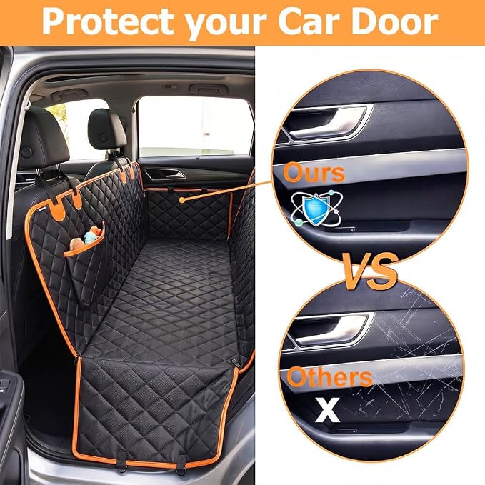 Waterproof Dog Car Seat Cover for Back Seat, Dog Hammock for Cars | Side flaps shield doors; seat anchors and non-slip backing hold it. 4-in-1 modes: hammock, bench mat, cargo liner and pet mat - Image 3