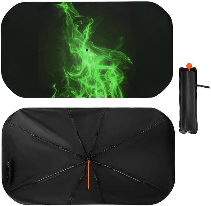 Neon Green Fire Car Windshield Sun Shade Foldable Umbrella Auto Sunshade for Car Truck SUV-Blocks Sun Visor Protector-Keeps Your Vehicle Cool by Foruidea