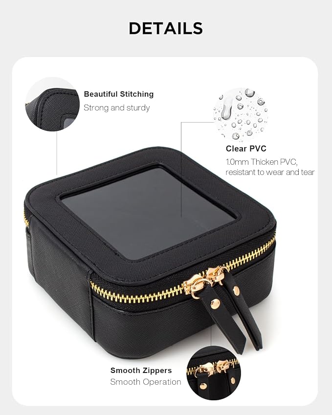 KOTORA Small Makeup Bag for Purse Travel Makeup Bag Clear Cosmetic Bag for Beach, Car Make Up Bag Organizer Storage Traveling Car Accessories Travel Beach Essentials for Women (Mini Black) - Image 3