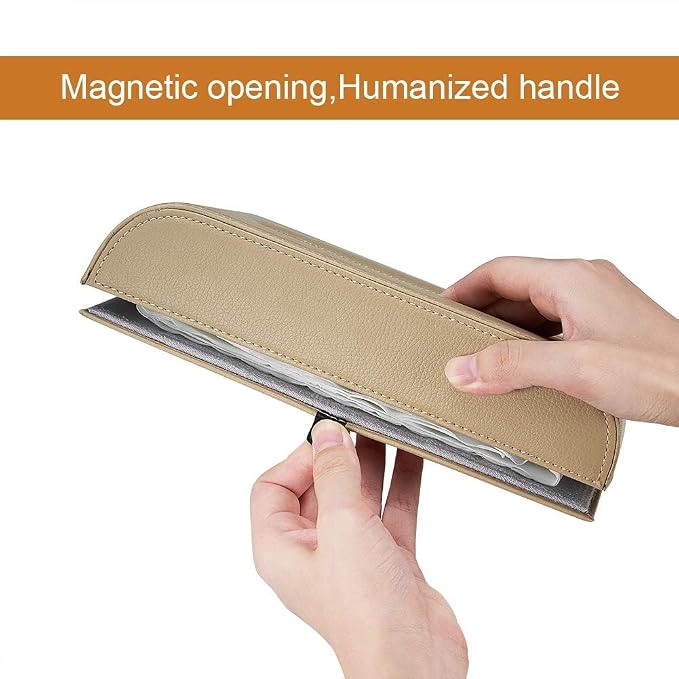 AuMoHall Beige Tissue Box Cover PU Leather Rectangular Tissue Holder for Home Car Office Decor (NO Paper Towel) - Image 6