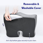 Cushion Lab Patented Pressure Relief Seat Cushion for Long Sitting Hours on Office & Home Chair - Extra-Dense Memory Foam for Soft Support. Car Pad for Hip, Tailbone, Coccyx, Sciatica - Black - Image 6
