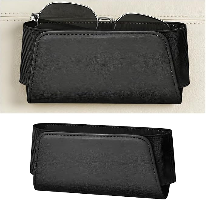 Car Seat Side Pocket Organizer, Leather Vehicle Seat Door Pouch Bag for Pen Phone Key, Automotive Console Card Sunglasses Holder Storage Bag, Universal for SUV Van Truck (Black) by SWPHRT