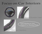 Gomass Car Steering Wheel Cover, Anti-Slip, Safety, Soft, Breathable, Heavy Duty, Thick, Full Surround, Sports Style (Black with Purple line) - Image 2