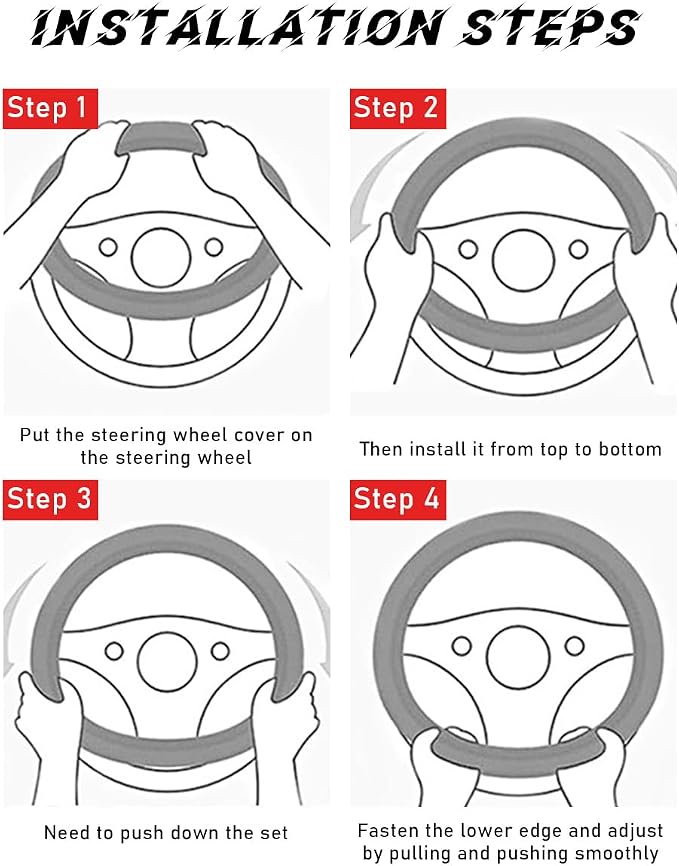 povtii Car Steering Wheel Cover, 15 Inch Leather Breathable Auto Steering Wheel Protector, Comfortable Non-Slip Vehicle Steering Wheel Covers, Universal Interior Car Accessories (Black+Pink) - Image 5
