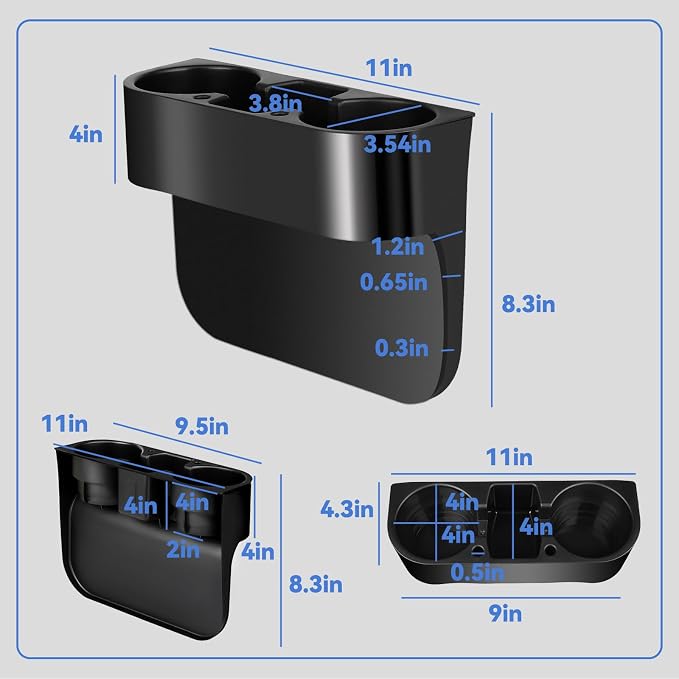 2PCS Seat Wedge Cup Holder for Car, Seat Gap Filler Cup Organizer Storage Box with Coaster(Black) - Image 3