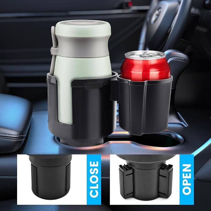 2-in-1 Car Cup Holder Expander, Adjustable Car Extender Adapter with Non-Slip Base - No Spill Cup Holder Extender with 4 Hooks for Yeti, Hydro Flask, Stanley Large Tumblers (10-48oz) - Image 6