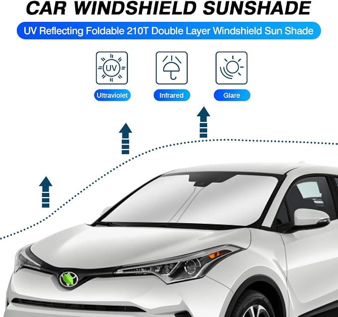 KUST Windshield Sun Shade for Toyota CHR 2018-2023 CH-R Window Accessories Sun Visor Foldable Sunscreen Block UV Rays Keep Car Cooler - Image 2