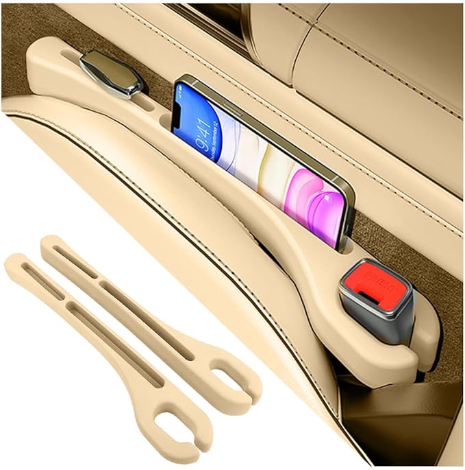 Stacool [2026 Upgrade] 2PCS Car Seat Gap Filler with Phone Holder,Multi-Function Car Side Seat Gap Filler for Prevent Items Falling,Universal Car Seat Organizer Car Accessories (Beige) by Unknown