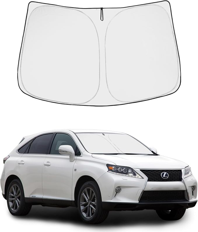 Proadsy Custom Fit 2010-2015 Lexus RX Windshield Sun Shade, Blocks Heat | 240T Heat Shield, Drops Temp 54°F, Blocks 99% UV, Prevents Dashboard Cracking, Summer Parking & Beach Trips, Easy Twist-Fold by Proadsy