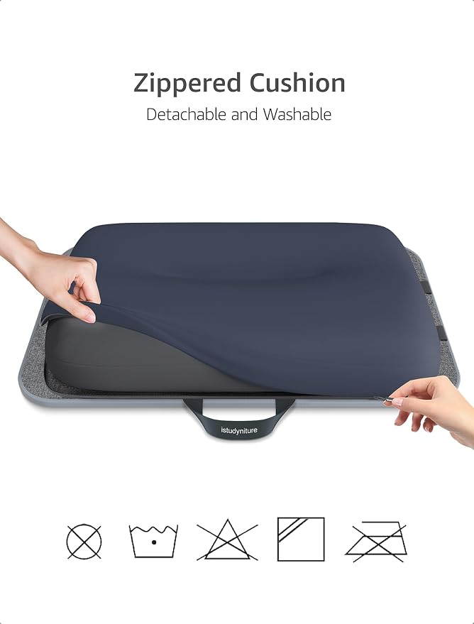 Istudyniture Lap Desk with Washable Cushion – Fits up to 17-Inch Laptops – Portable Laptop Desk & Stand – Bed desks & Tray for Writing, Reading, Working, Gaming on Bed, Couch, Floor – Large, Grey - Image 5