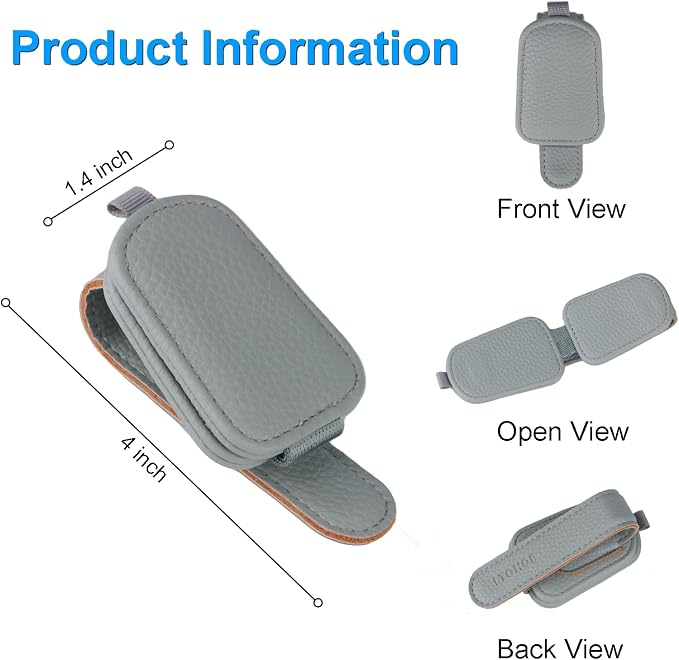 LTOHOE 2 Pack Sunglass Holder for Car, Magnetic Leather Sunglasses Holder and Ticket Card Clip, Universal for Different Size Glasses, Car Visor Accessories(Grey) - Image 6