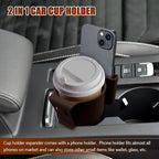 Car Cup Holder Expander, Cup Holder for Car, 2-in-1 Mobile Phone Drink Adapter, Auto Interior Accessories Multifunction Auto Seat Back and Armrest Box Storage Device for Most Vehicles (Brown) - Image 3