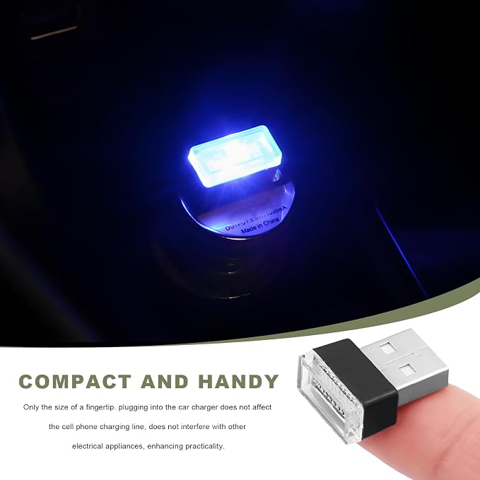 4 PCS USB LED Car Interior Atmosphere Lamp, Mini Night Light Plug-In Trunk Ambient Lighting Kit, Portable USB Interface LED Lamp Interior Decoration for Vehicle Home Office (Blue) - Image 4