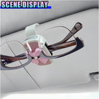 2PCS Cute Bow Glasses Holders for Car Sun Visor, Automotive Leather Sunglasses & Ticket Card Organizing Clip, Universal Vehicle Interior Eyeglasses Mount for Cars, Trucks, SUVs (Pink) - Image 3