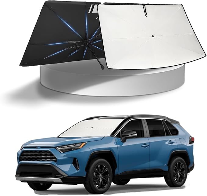KUST Sun Shade Umbrella for Toyota RAV4 2019-2025 2026 | Custom Fit Windshield Sunshade | Foldable Sunshade with Bendable Handle | Blocks Heat & UV Rays Keep Car Cool Sunshield by KUST
