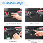 4 Pack Headrest Hooks for Vehicle Seats, Black/Black Flag | rear-row hanging storage, supports bags coats and groceries, fits matching headrest posts, interior accessory - Image 3