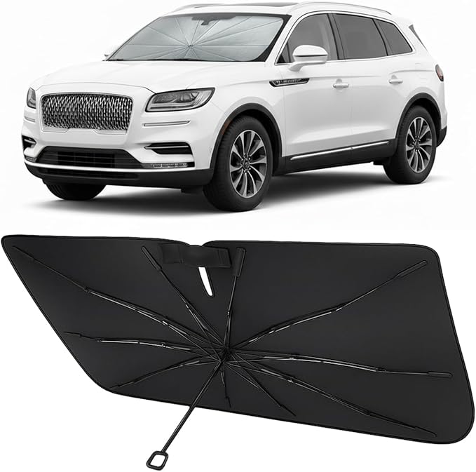 Proadsy Custom Fit 2024-2026 Lincoln Nautilus Windshield Sun Shade Umbrella | Advanced Ice Crystal Material, -54°F Cooler, Zero-Gap Sunblock, Instant Setup & Foldable Design for Summer Parking, Daily Use by Proadsy