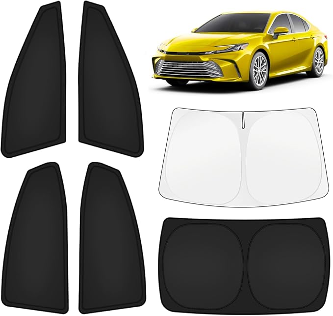 KUST Car Window Shades for Toyota Camry 2025-2026 Windshield Sun Shade Side Window Cover UV Block Privacy Protection Camry Accessories for Camping Blackout Rear Back Full Set 6PCS by KUST