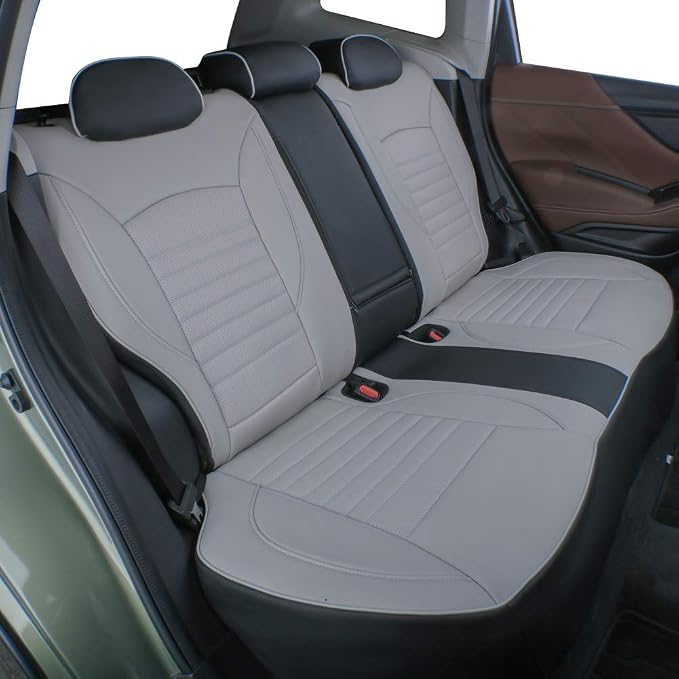 EKR Car Seat Covers for Subaru XV Crosstrek 2013-2017,Leatherette Full Set | Custom Fit for Subaru Crosstrek 2013-2017(Rear W/ NO Armrest),Factory-Like Fit,360°Protection,Faux Leather (Black/Gray) - Image 3