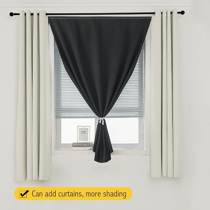 Adhesive Blackout Curtains- Self Stick Shades Window Blinds Curtains No Rod Needed Easy to Hang Curtains, Use for Bedroom, Living Room, Dining Room, Kitchen, Home Office, 47"W X 79"L, Black, 2 Panels - Image 8