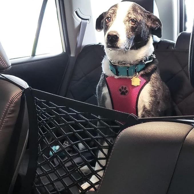 Car Dog Barrier Universal Dog Barrier Net Car Seat Net & Storage Bag Tear Resistant Pet Mesh Barrier Car Back Seat Organizer Easy to Install Dog Fence Safety Car Divider for Cars SUVs Vans Traveling - Image 3