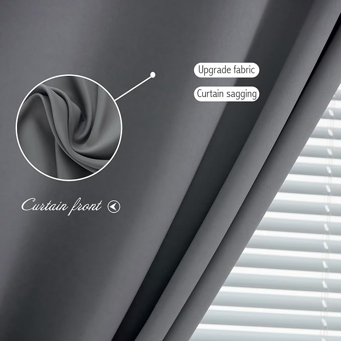Blackout Curtains with Self Adhesive Tape No Rod No Drill Easy Install Window Cover for Bedroom Kitchen Dorm 46" W x 71" L Grey 1 Panel - Image 6