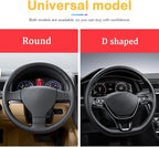 Osilly 15 Inch Carbon Fiber PU Leather Steering Wheel Cover, Black | full-wrap protective surface, flexible ringless design, hand-stretch setup, fits matching rim sizes, automotive accessories - Image 6