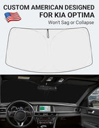 Proadsy Custom Fit 2016-2020 Kia Optima Windshield Sun Shade, Blocks Heat | 240T Heat Shield, Drops Temp 54°F, Blocks 99% UV, Prevents Dashboard Cracking, Summer Parking & Beach Trips, Easy Twist-Fold - Image 2