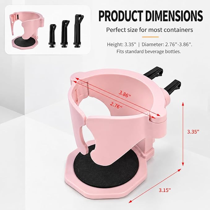 Car Air Vent Cup Holder, Clip On Dash Vent Hanging Drink Holder Expander, Auto Interior Air Conditioning Portable Storage Holder for Horizontal Blade, Universal for Most Cars (Pink) - Image 2