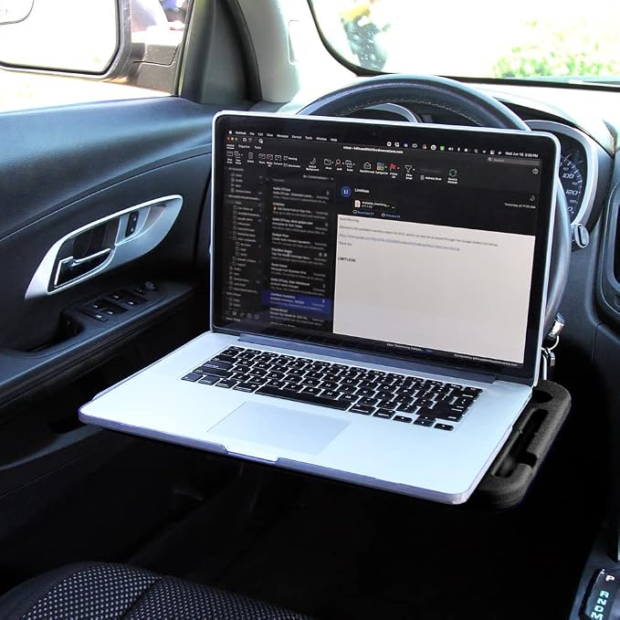 Limitless RoadWarrior Double-Sided 2-in-1 Car Food Tray and Steering Wheel Desk for Laptops, Tablets, Writing, and Dining (Black) - Image 2