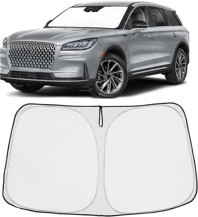 Proadsy Custom Fit Car Windshield Sun Shade for 2020-2026 Lincoln Corsair | 240T Heat Shield, Drops Temp 54°F, Blocks 99% UV, Prevents Dashboard Cracking, Summer Parking & Beach Trips, Easy Twist-Fold by Proadsy