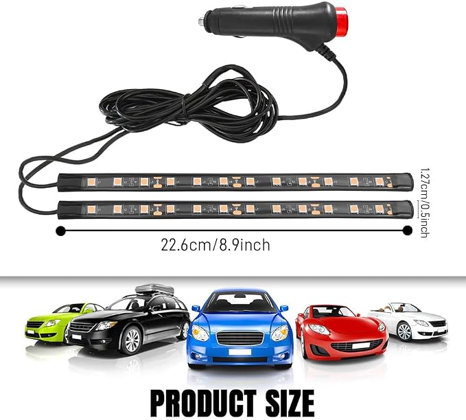 Car LED Strip Light, Interior Car Lights, 12V 24 LED Auto Atmosphere Lamps with Cigarette Lighter, Auto Lamp Ambient Night Light Strip Lighting Kit for Vehicles (Cigarette Lighter/Pink Purple) - Image 2