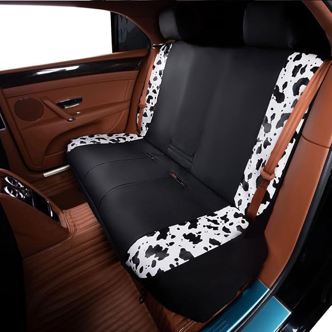 Flying Banner car seat Covers Protects Water Proof Faux Leather Carbon Fiber Front and Rear Bench (Cow Black, Full Set - 8PCS) - Image 6