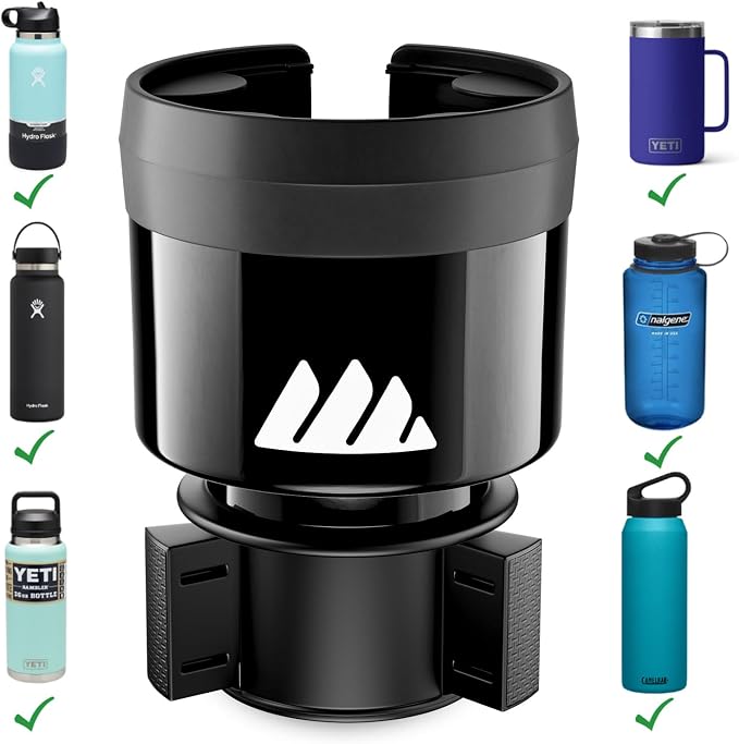 Integral Car Cup Holder Expander for Hydro Flask & Large Water Bottles | Adjustable base with rubber tabs holds most 32-40oz water bottles, Hydro Flask, Nalgene & oversized cups by IntegralTravelAccessories