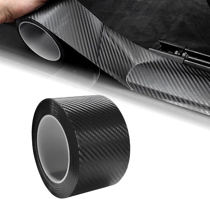 Car Door Edge Guards Door Sill Protector, 2.8In x 32.8Ft Door Entry Carbon Fiber Vinyl Wrap Film, Anti-Collision Bumper Guard Door Sill Scratch-Resistant Tape for Vehicle (Black) by Unknown