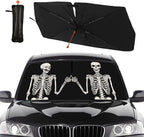 Funny Skull Car Windshield Sun Shade Umbrella Automotive Windshield Sunshade Foldable Front Car Accessories Interior Decor to Keep Vehicle Cool for Most Vehicles 57'' X 30'' by Socira
