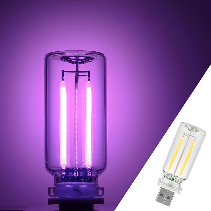 1 Pack Car LED Lights Interior, USB Light for Car Decor & Bedroom, Touch Dimmable Ambient Lighting, Mini Glass Bottle Night Light for Camping Gifts-Purple by Unknown