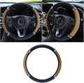 JOYCOURT 15 Inch Bling Soft Leather Car Steering Wheel Cover, Beige | Colorful Rhinestones Design, Auto Elastic Protector for Women Girls, Crystal Diamond Car Accessories for Most Cars, SUVs by JOYCOURT